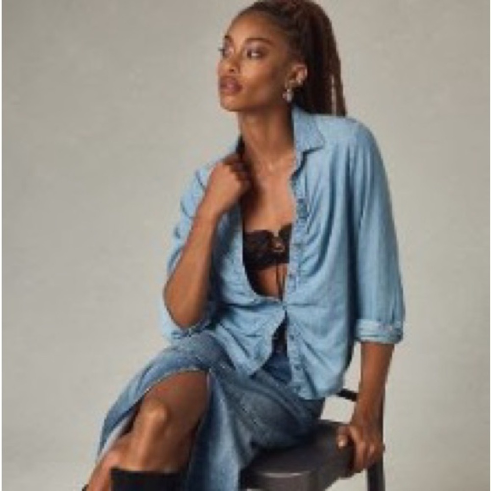 NWT Anthro Cloth & Stone Shirred Buttondown Shirt